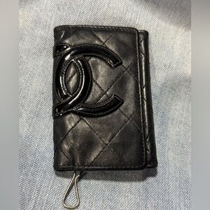 CHANEL Black Quilted Key Holder black pink